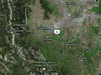 Waterton Biosphere Google Satellite Map
